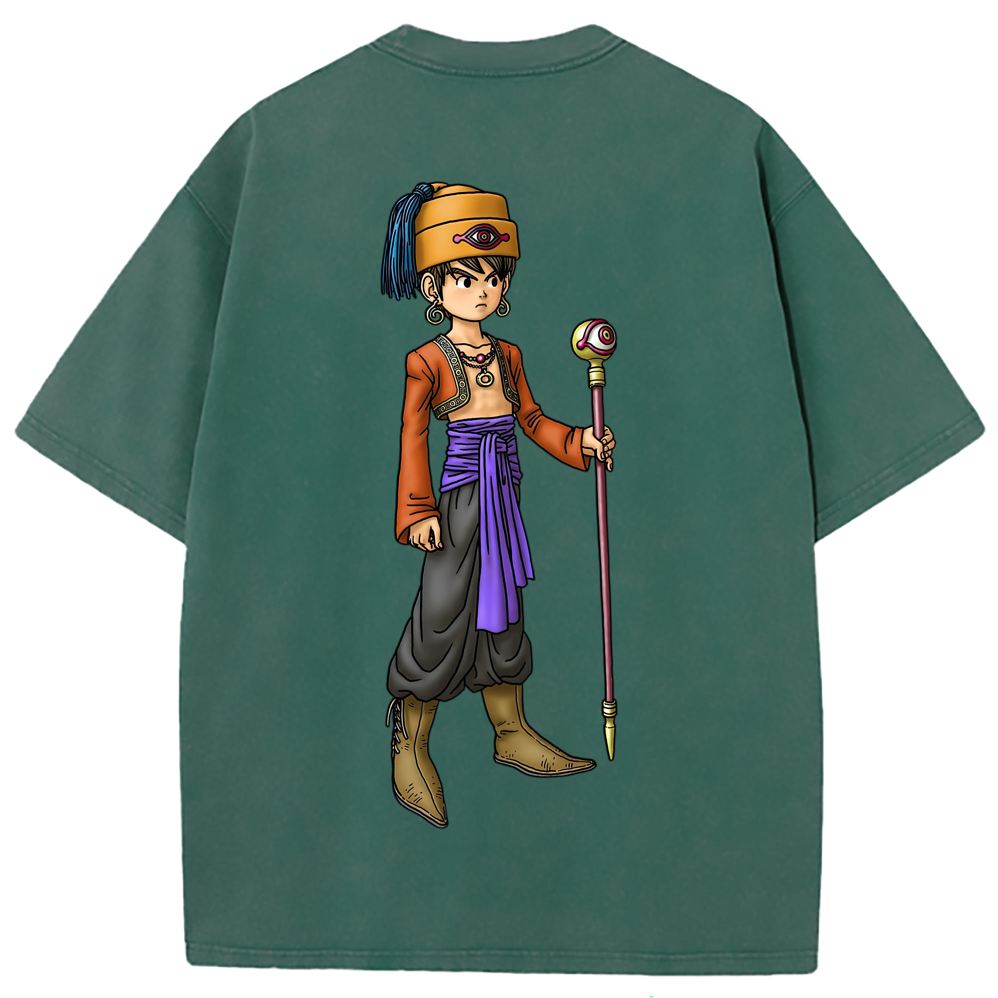 （画像用） ドラゴンクエスト Doragon Kuesuto Dragon Quest 綿100% ヴィンテージ風 半袖Tシャツ（背面プリント）